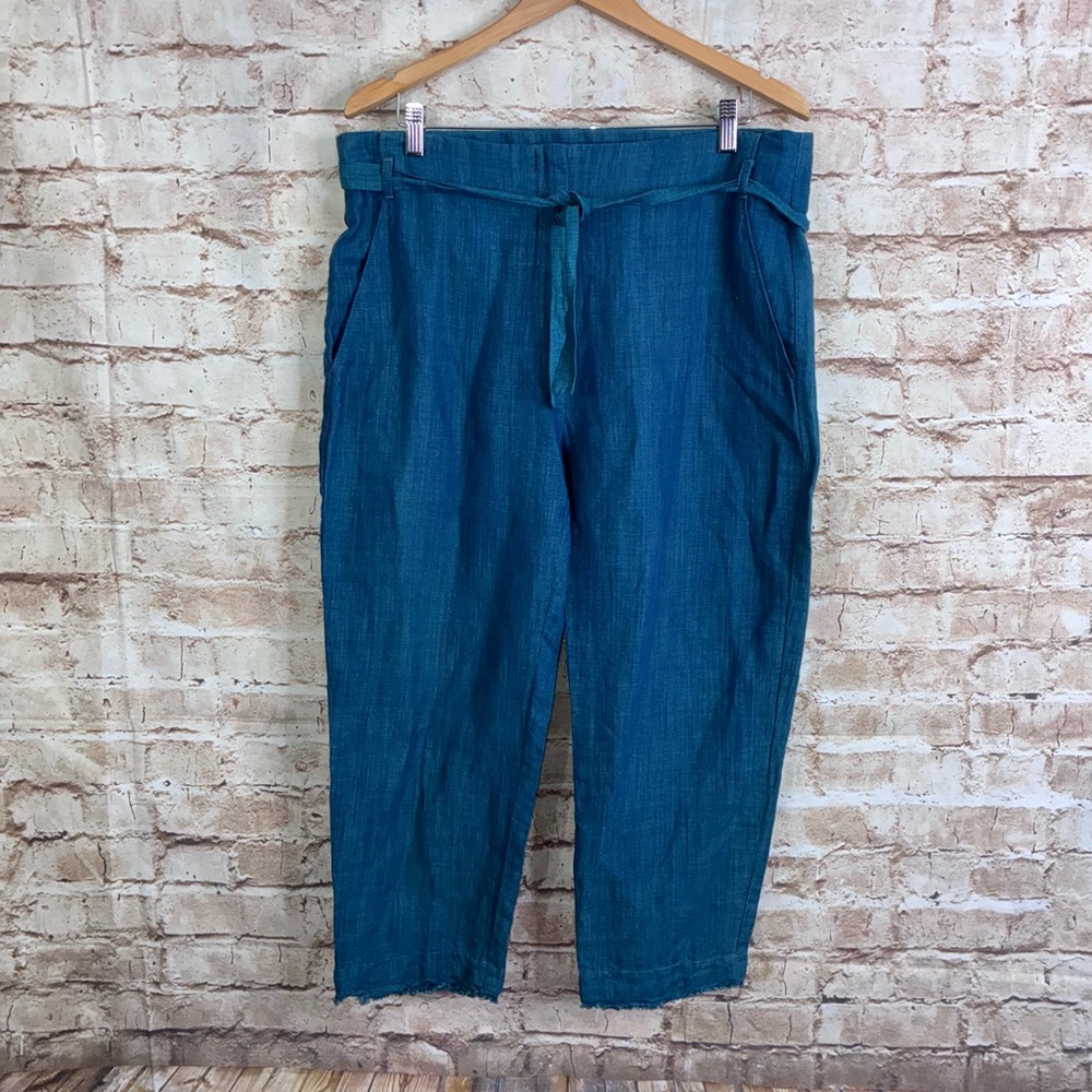 Cotelac Linen Blend Woven Pants in Turquoise Size 4